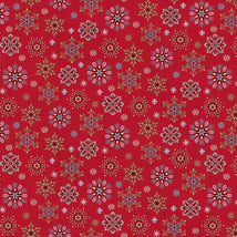 Nordic Holiday Village-Snowflakes Red Multi 3605-89