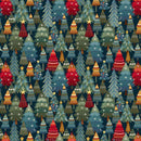 Nordic Holiday Village-Stacked Trees Dark Blue 3606-77