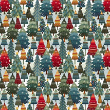 Nordic Holiday Village-Stacked Trees Ice Blue Multi 3606-17