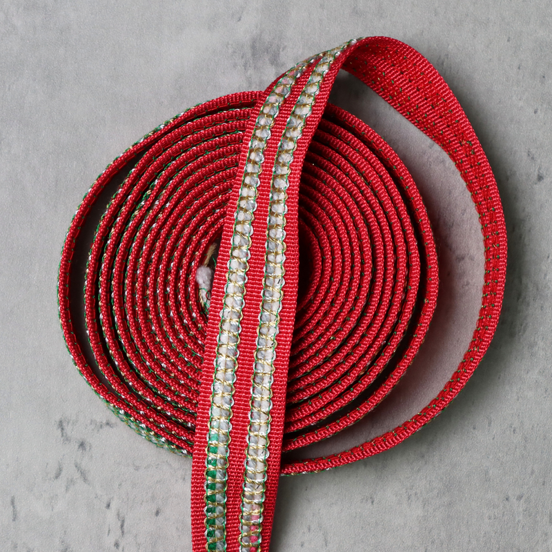 Embellished Webbing (3 yards) - Red (Poly/Nylon)