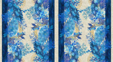 Oriental Gardens-Fan Stripe Blue 1OG-2