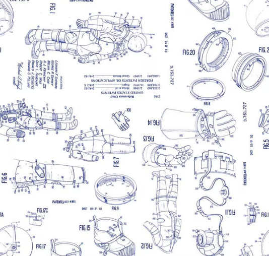 Outer Space-Spacesuit Patent White C15485-WHITE