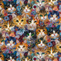 Calico Cat - Packed Cats & Floral-Natural CAT-CD4114-NATURAL