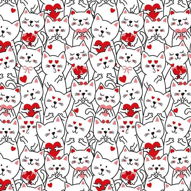 Smitten Kitten - Packed Cats with Hearts GAIL-CD3834-WHITE
