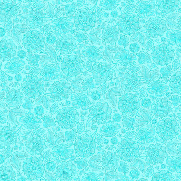 Packed Jacobean Toile-Aqua INDIGO-CD3414-AQUA