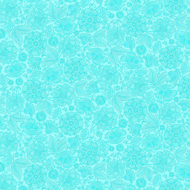 Packed Jacobean Toile-Aqua INDIGO-CD3414-AQUA