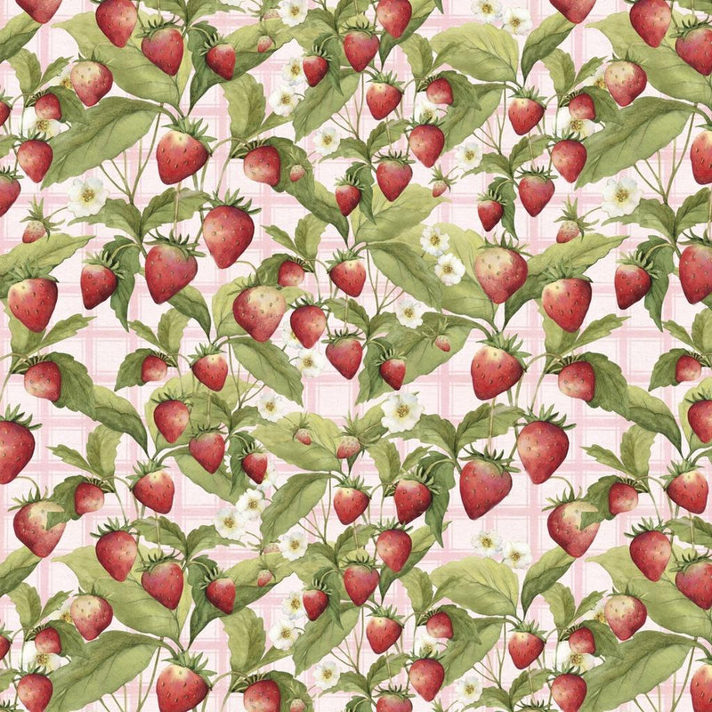 Patchwork Picnic-Strawberries Red W105-013-336