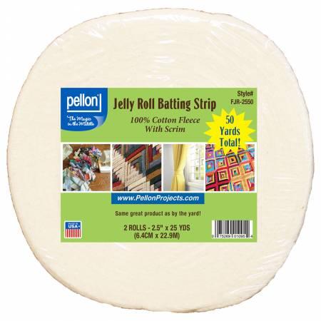 Pellon Cotton With Scrim Jelly Roll Batting 2-1/2in x 50yds - FJR-2550