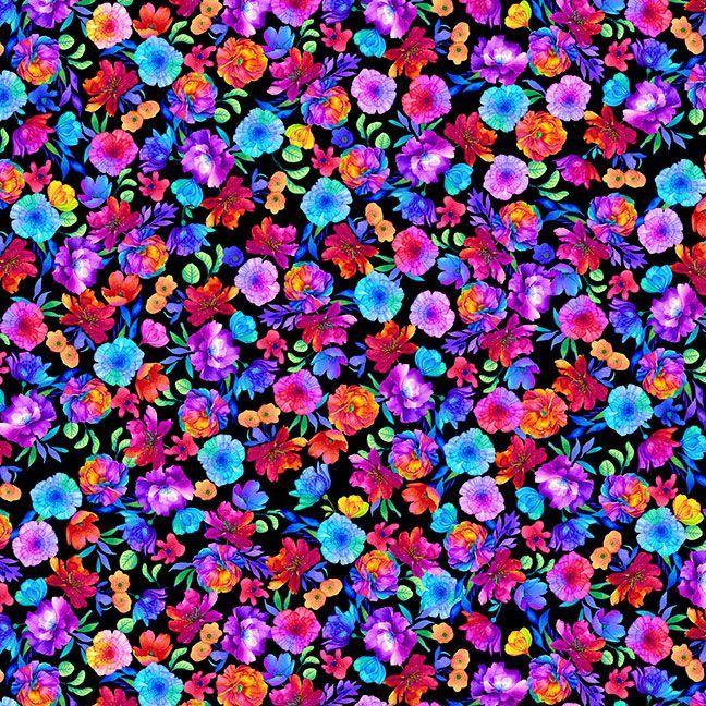 Petal Power-Multi Floral Black FLORA-CD3819-BLACK