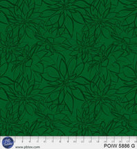 Poinsettia 108"-Hand Drawn Poinsettias Green 05886-G