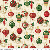 Poinsettias at Christmas-Ornaments Cream Foil CF17631-CREAM