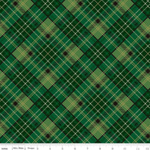 Poinsettias at Christmas-Plaid Green Foil CF17633-GREEN
