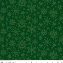 Poinsettias at Christmas-Snowflakes Green C17635-GREEN