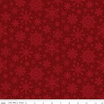 Poinsettias at Christmas-Snowflakes Red C17635-RED
