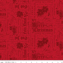 Poinsettias at Christmas-Text Red C17632-RED