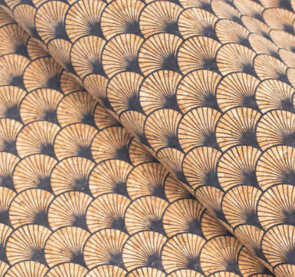 Precut Cork 19"x27"-Black Fan Leaf Patterned Cork COF-415-A
