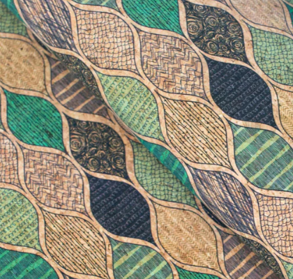 Precut Cork 19"x27"-Green Wave Pattern COF-427
