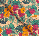 Precut Cork 19"x27"-Large Flower & Palm Leaves Patterned Cork COF-284-B