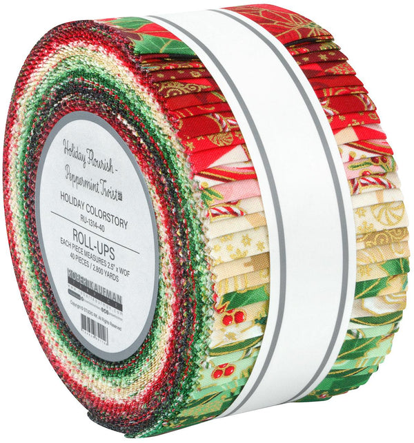 Precut Roll-Up-Holiday Flourish-Peppermint Twist RU-1314-40