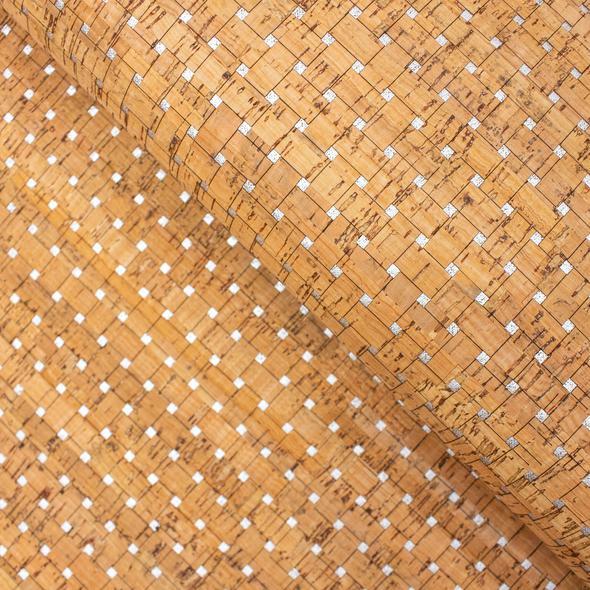 Precut Silver Square Dots Natural Cork 20"x27" COF-137
