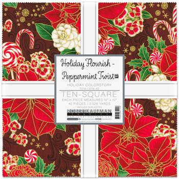 Precut Ten-Squares-Holiday Flourish-Peppermint Twist TEN-1379-42