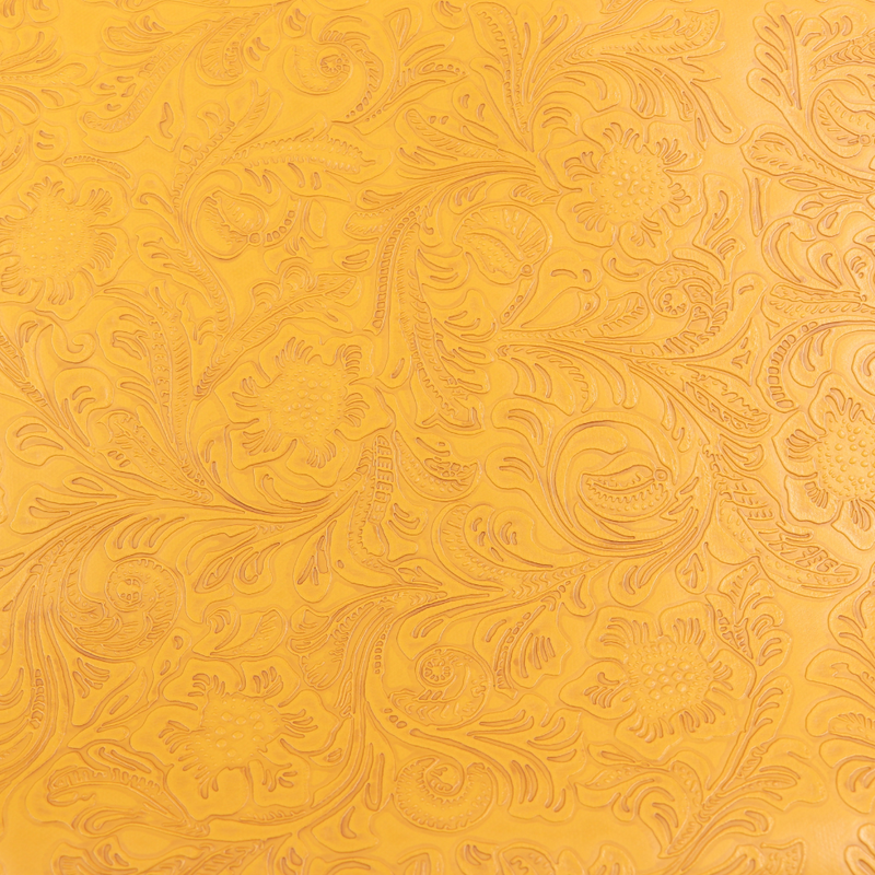 Precut Vinyl - Western Floral Faux Leather - Mustard - 18"x54"