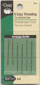 Prym Dritz Self / Easy Threading Hand Needles Sizes 4/8 6ct 672