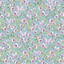 Fairy Boutique-Flowers & Butterflies Teal/Purple W130-031-946