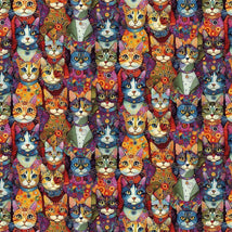 Purrfect Patchwork-Packed Dressup Cats CAT-CD4251-BRIGHT