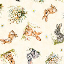 QT Cuties 3-Bunnies & Floral Cream 2600-31856-E