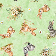 QT Cuties 3-Bunnies & Floral Lt Green 2600-31856-H