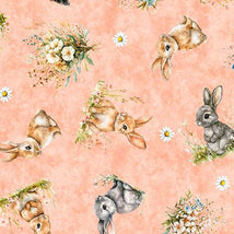 QT Cuties 3-Bunnies & Floral Lt Salmon 2600-31856-C