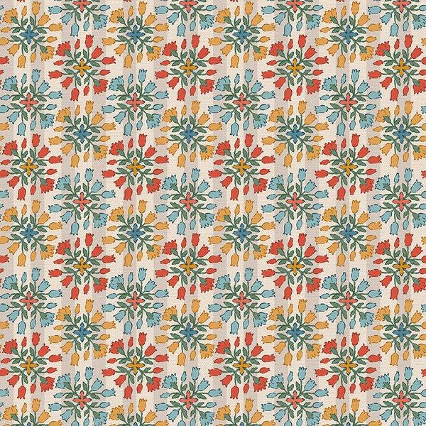 Blockprint Chic-Floral Stripe Beige/Red 12025930