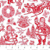 Vintage Christmas-Santa ToileWhite/Red 28168-10