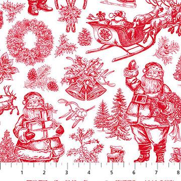 Vintage Christmas-Santa ToileWhite/Red 28168-10