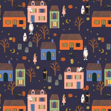 Rifle Paper Halloween-Halloween Night Navy & Metallic Silver RP1307-NM2M