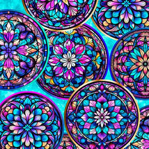 Royale-Stained Glass Circles Turquoise 2600-31827-Q