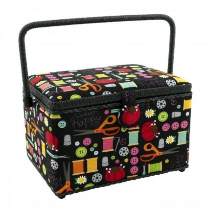 Sewing Basket Large Rectangle-Black Sewing Print DRIZ10051-22259