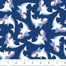 Shark Attack-Tossed Sharks Navy Blue 28858-48
