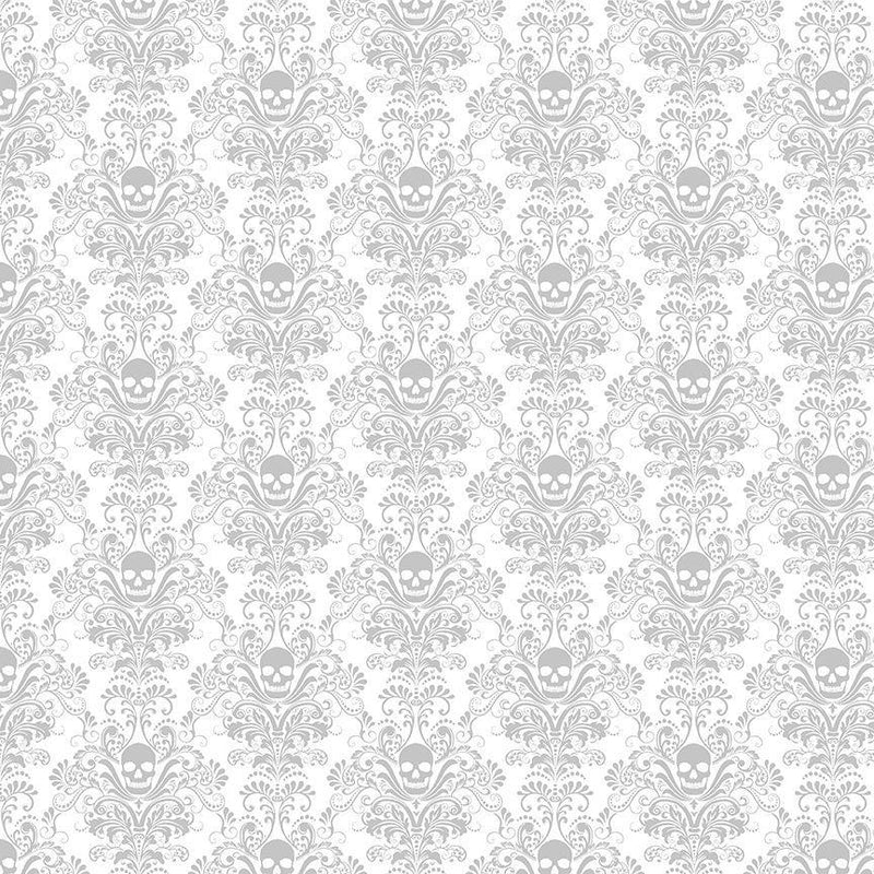 Skull Damask-White HUE-C3789-WHITE