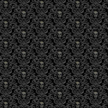Scaredy Cats-Skull Damask Patterns-Black WICKED-CD3598