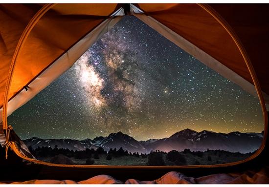 Sleeping Under The Stars-30" Star Landscape Panel Black Orange U5077-217