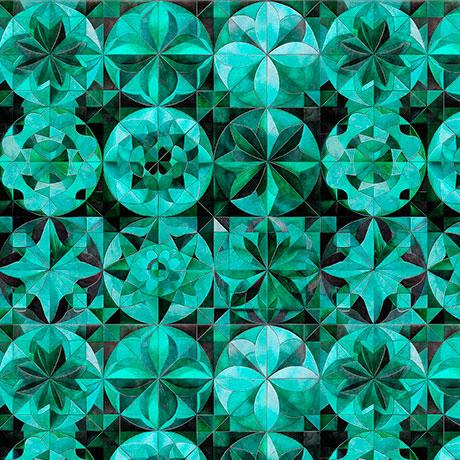Solstice-Kaleidoscope Packed Circles Teal 2600-31232-Q