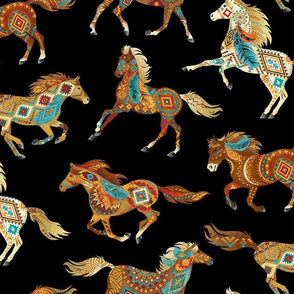 Southwest Horses-Black WEST-CD5036-BLACK