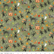 Spooky-Cats Green C17572-GREEN