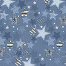 Stripes & Stars-Large Stars Blue Tonal W140-005-555