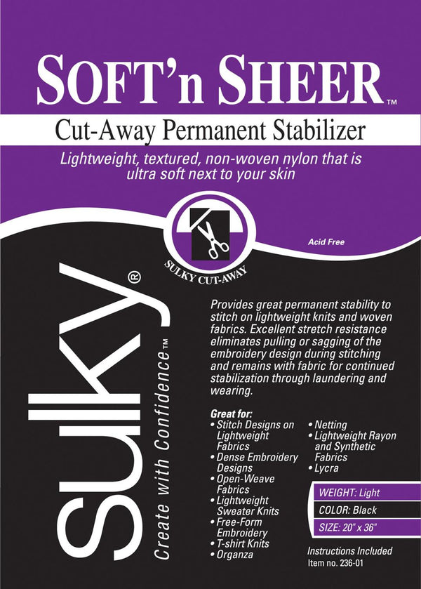 Sulky Black Cut Away Soft n Sheer 20in x 1 yd