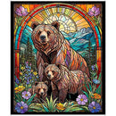 Sunlit Bears-36" Stained Glass Bear Panel Multi 2600-31561-X