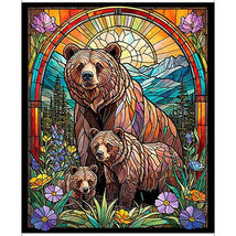 Sunlit Bears-36" Stained Glass Bear Panel Multi 2600-31561-X