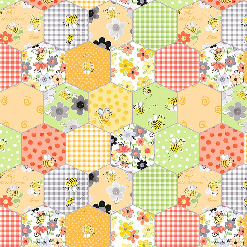 Sweet Bees-Honeycomb Patchwork Yellow SB20364-310